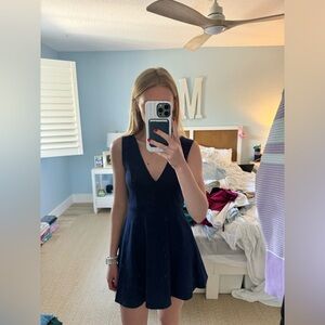 Lulu's Deep Blue V-Neck Mini Dress